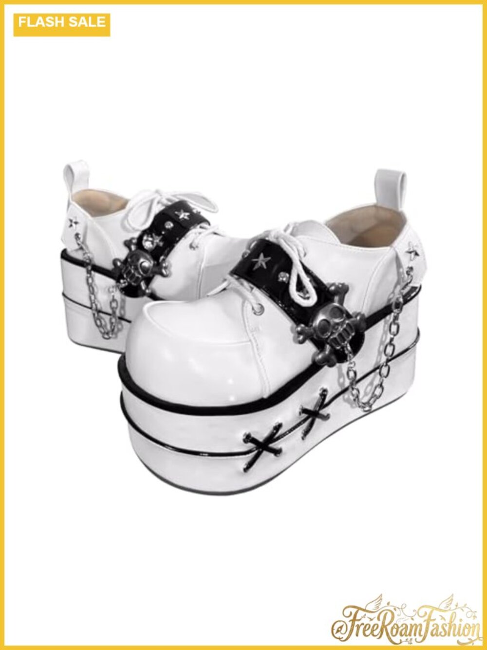 Y2K Goth Platform Ankle Boots Chunky Sole Skull Combat Boots Women